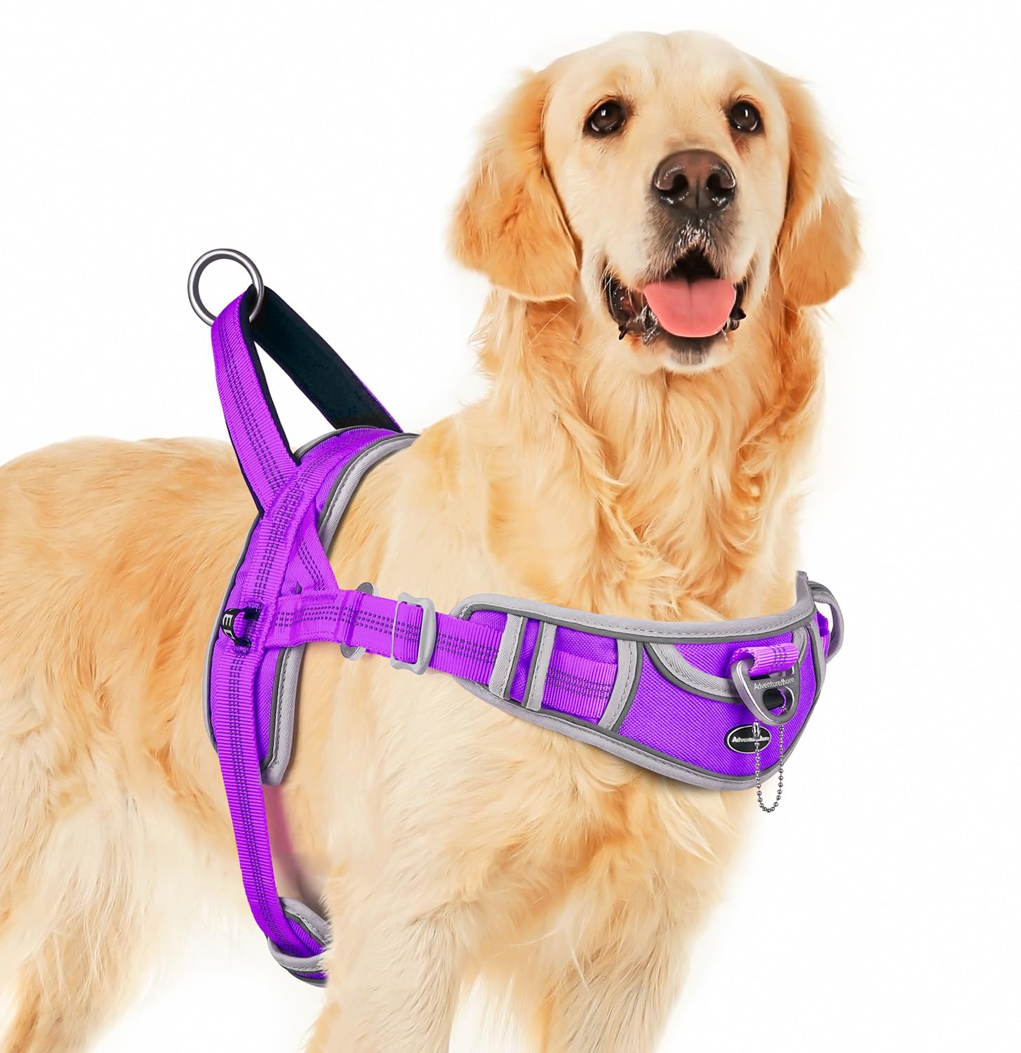 AdventureMore XXL dog harness no-pull design improves control during walks.