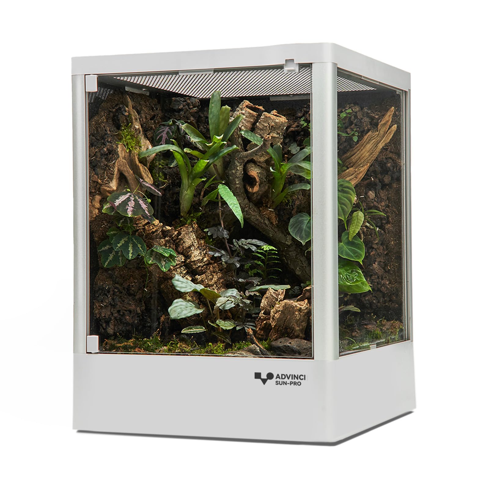 ADVINCI Reptile Glass Terrarium front view with crystal-clear panels for unobstructed viewing