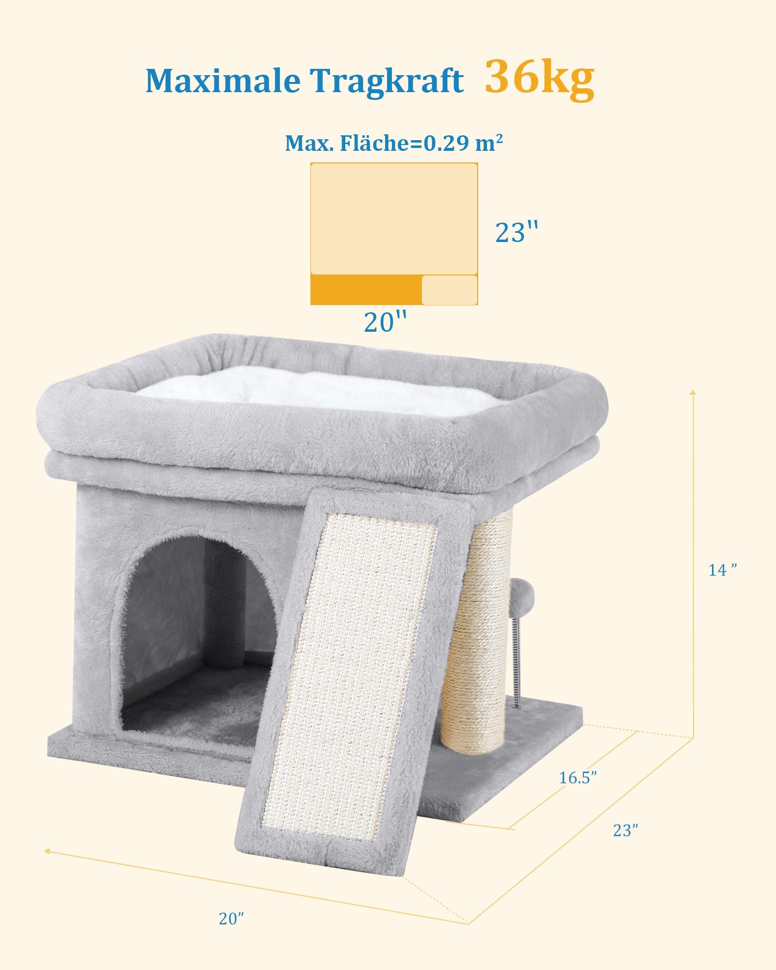 Aechonow 14in cat tree senior-friendly design supports gentle climbing