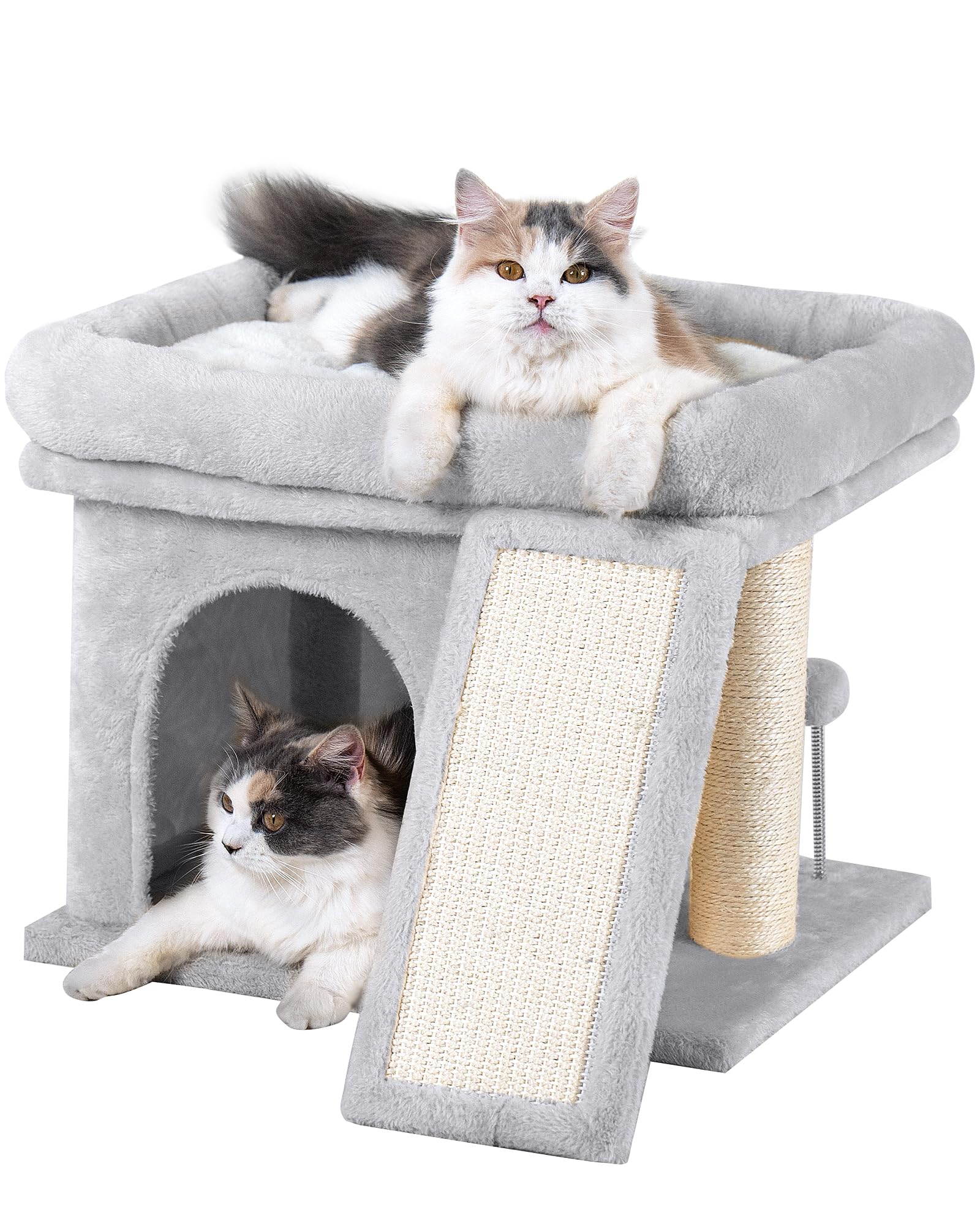 Aechonow 14in cat tree top perch offers a spacious lookout for large cats