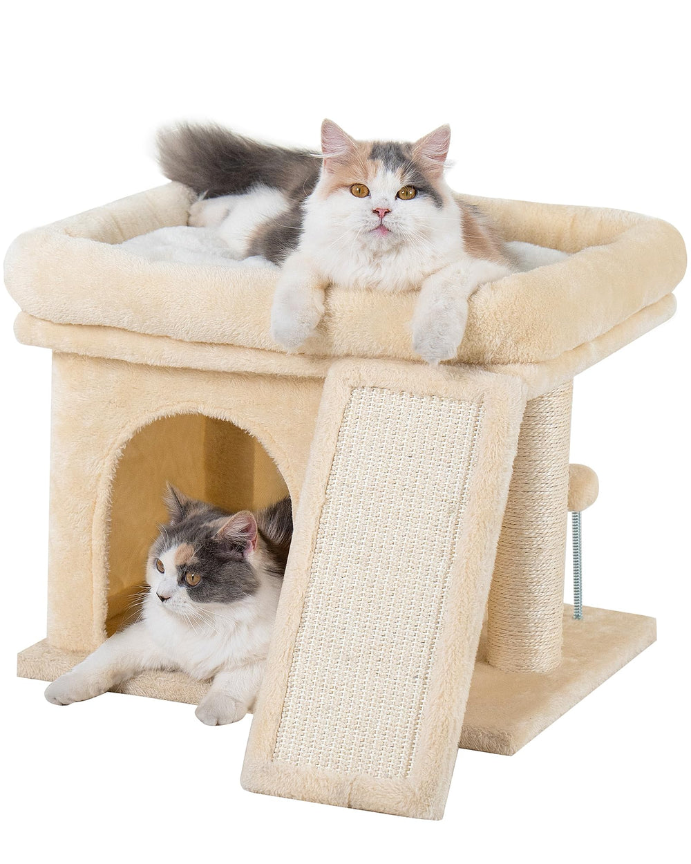 Aechonow 14in cat tree top perch provides roomy lounging space for adult cats.