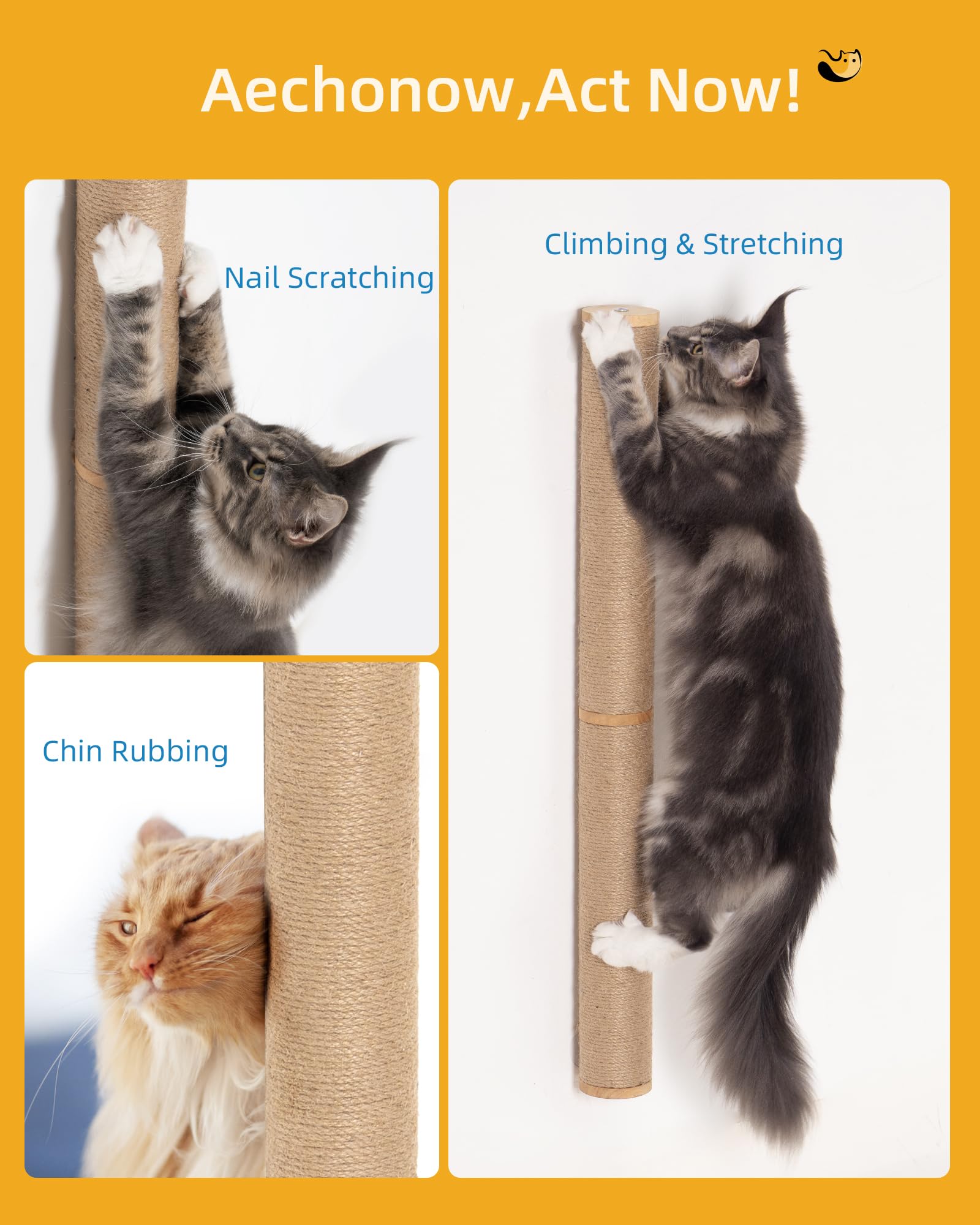 Aechonow 360-rotatable post provides a fresh scratching surface for extended use.