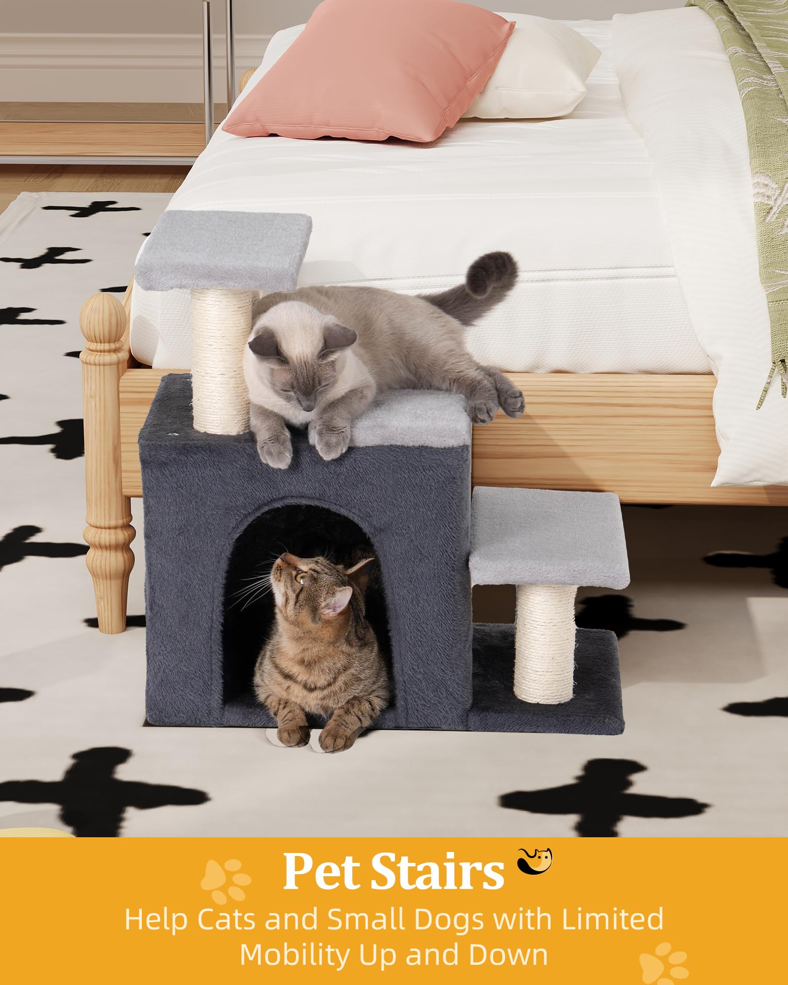 Aechonow 3-in-1 Pet Stairs cat cave offers private retreat.