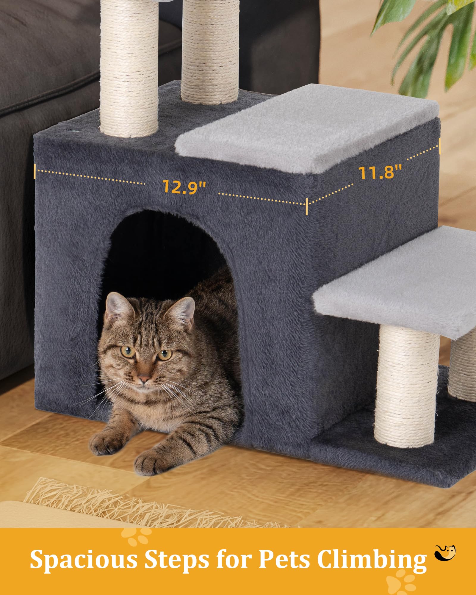 Aechonow 3-in-1 Pet Stairs sisal-posts invite scratching and enrichment.