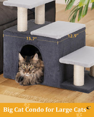 Aechonow cat stairs with sturdy baseplate enhances stability on high furniture.