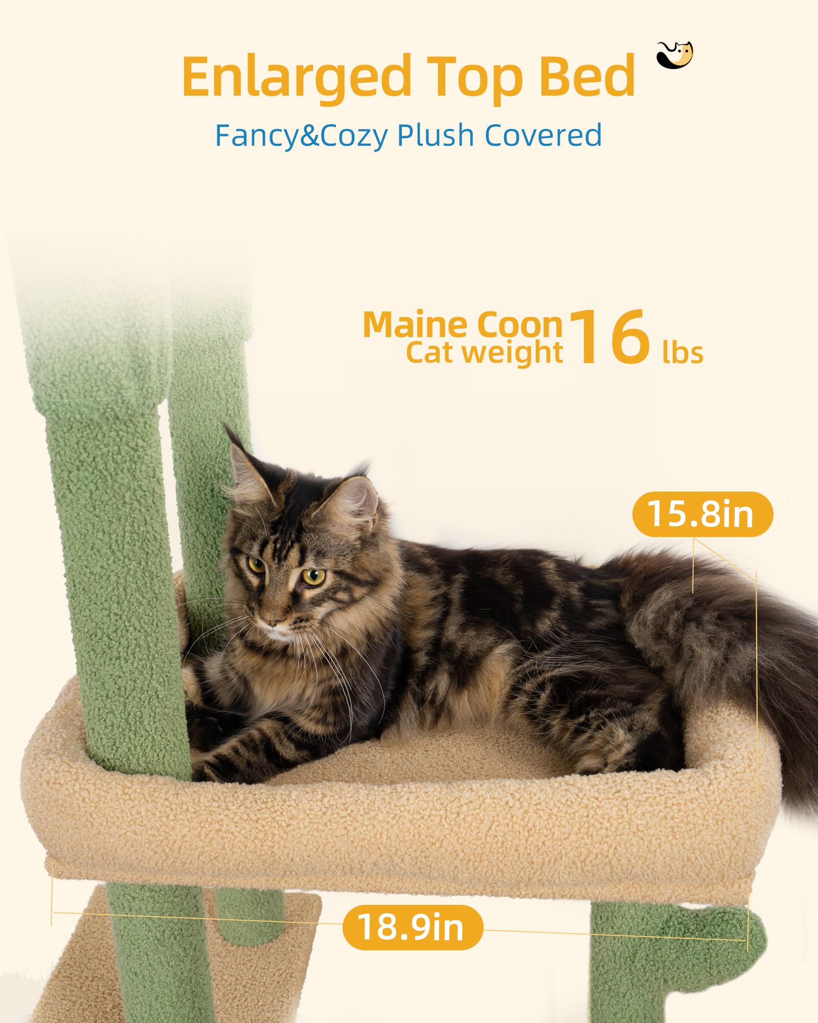 Aechonow cat tree 18.9-inch perch for elevated lounging and safe observation.