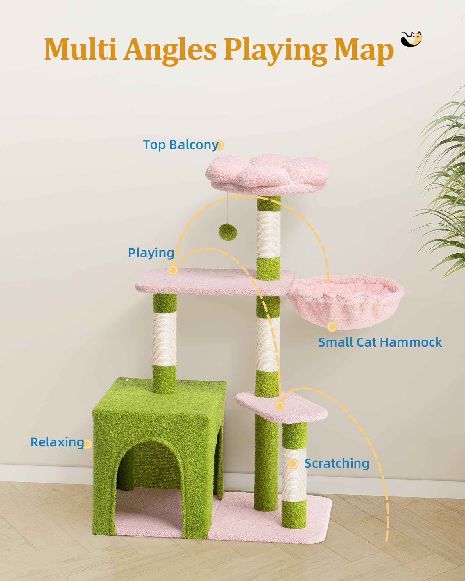 Aechonow floral cat-tree design adds charm and functional lounging.