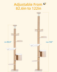 Aechonow cat-tree adjustable height from 82.6 to 122 inches to fit ceilings