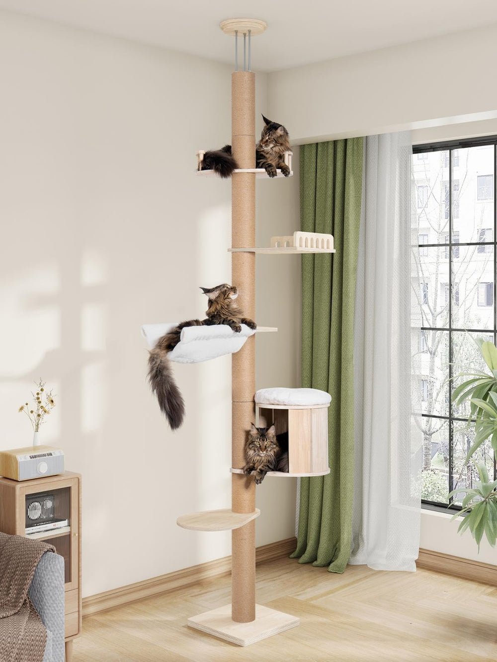 Aechonow cat-tree with large condo cave for spacious lounging