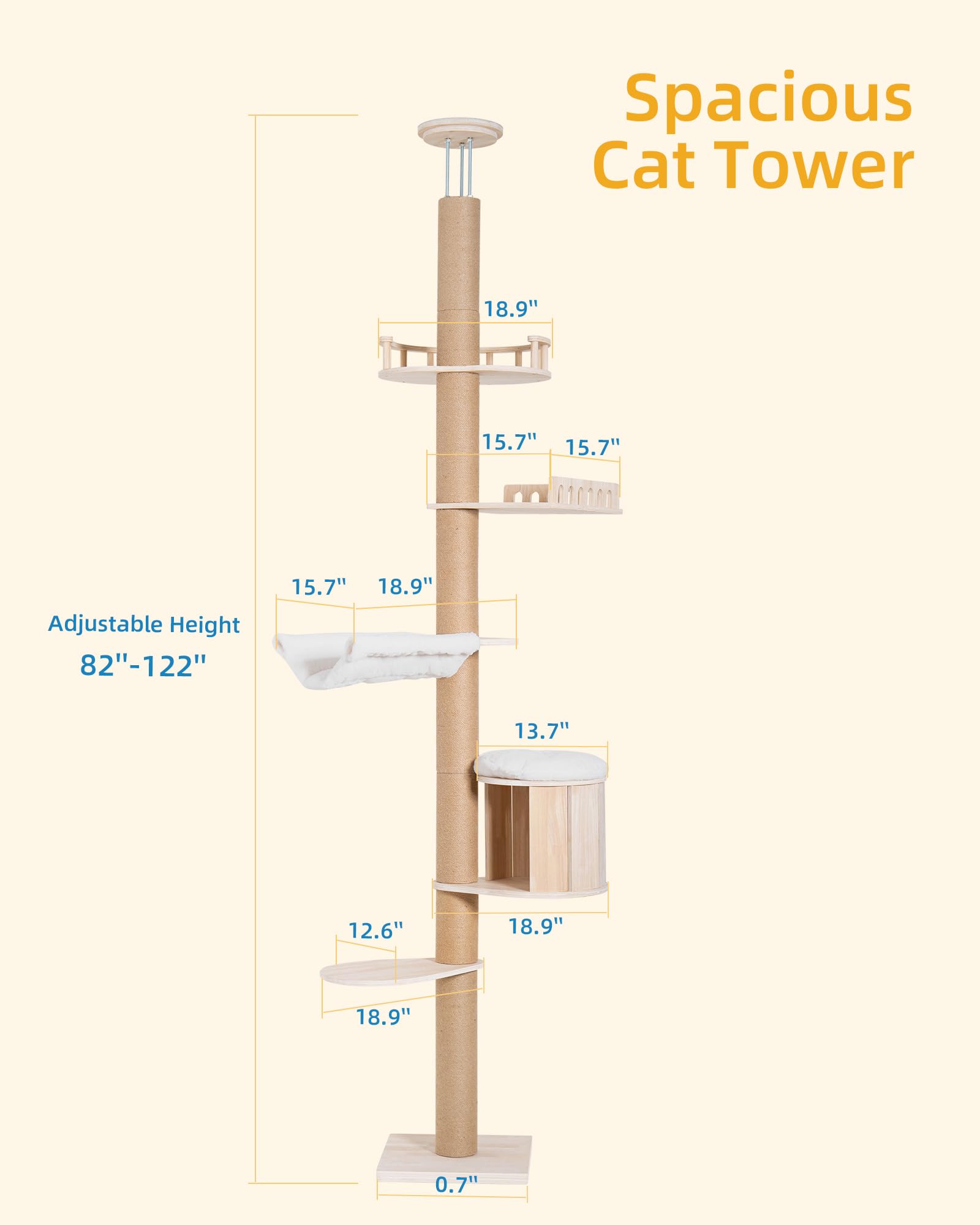 Aechonow cat-tree wood construction with plywood and bolts for stability