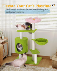 Aechonow Flower Cat Tree Hammock Throne — relaxing nap space with elevated view.