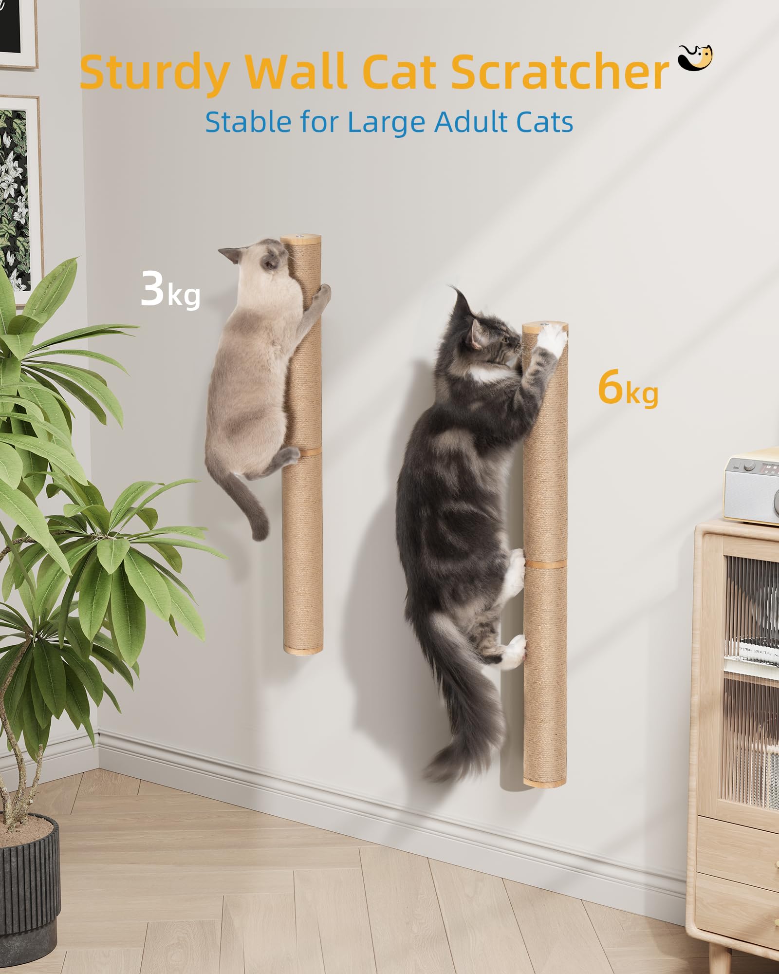 Aechonow indoor-cat-climbing-post blending with home décor while encouraging stretching