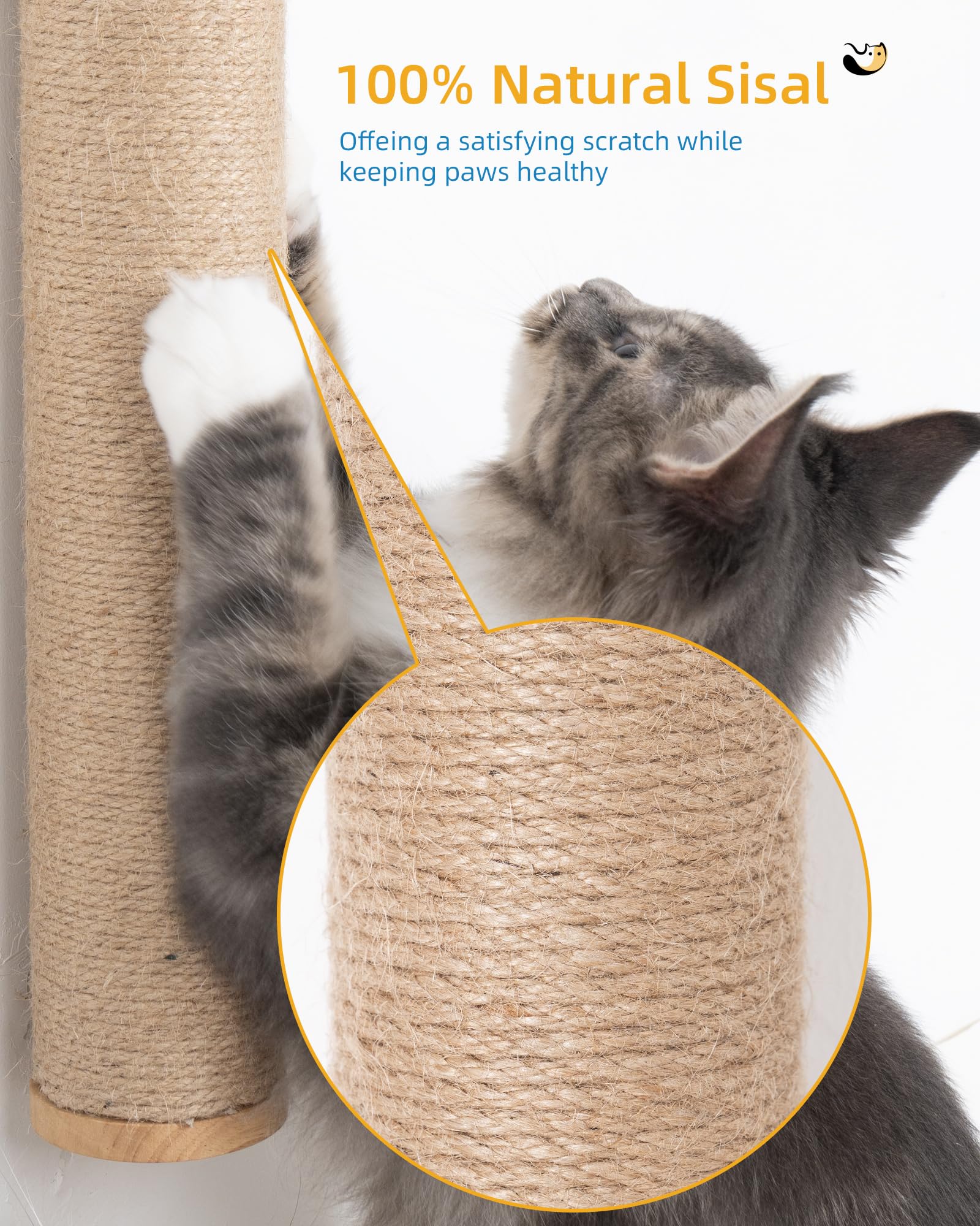 Aechonow natural sisal cat scratcher with textured rope for claws