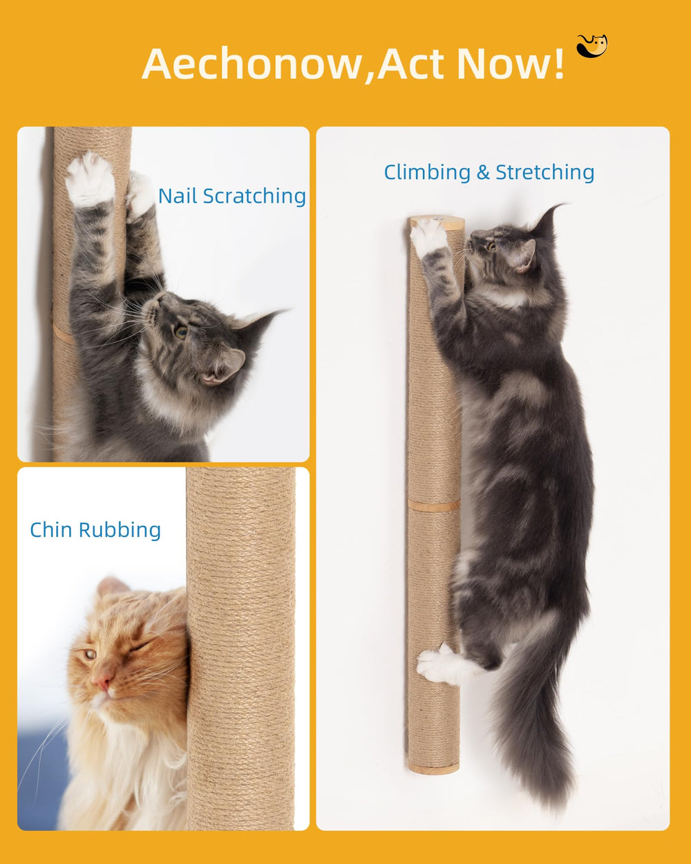 Aechonow space-saving wall cat scratcher mounted in a corner to protect furniture