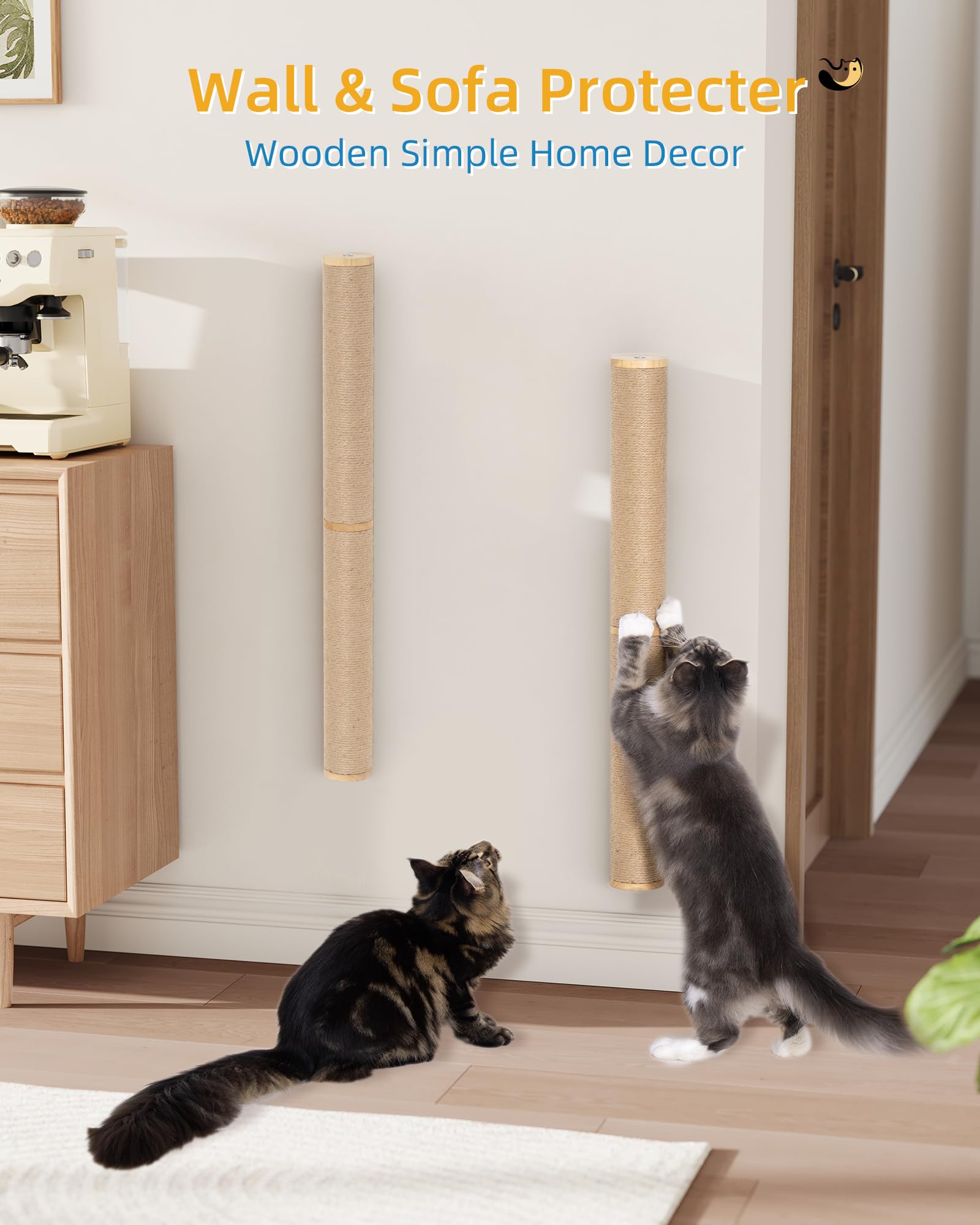 Aechonow wooden end caps on the cat scratcher highlighting durable design and paw protection