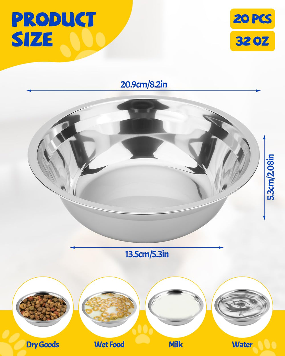 Aecsze 32oz thickened dog bowl close-up shows rust-resistant stainless steel for long-lasting use.