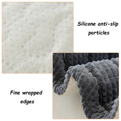 AEEISHOMEREFORM couch cover on an extra-long sofa provides full-length protection for pets.