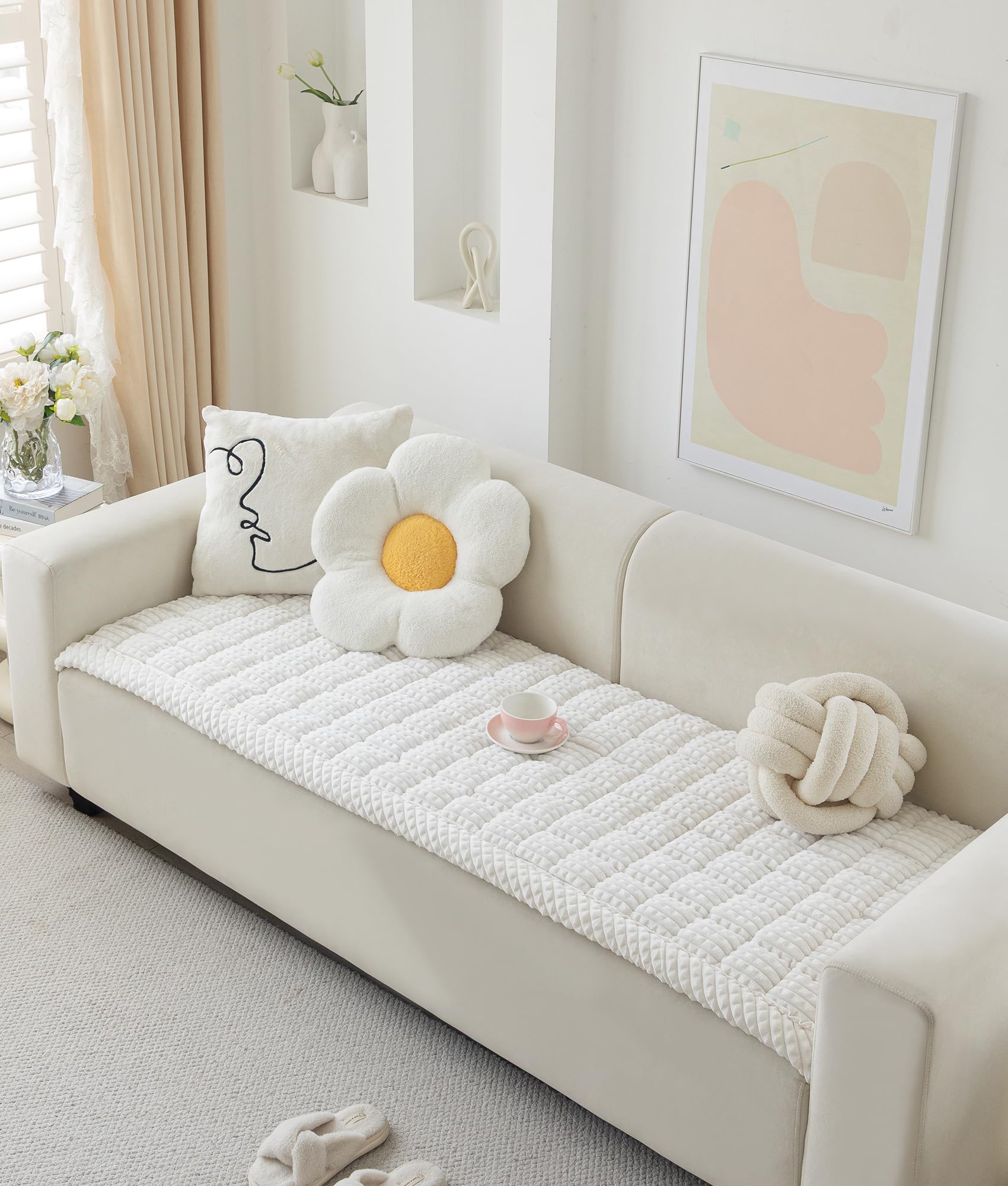 AEEISHOMEREFORM couch-cover-soft-facecloth maintains skin-friendly comfort and minimal shedding.