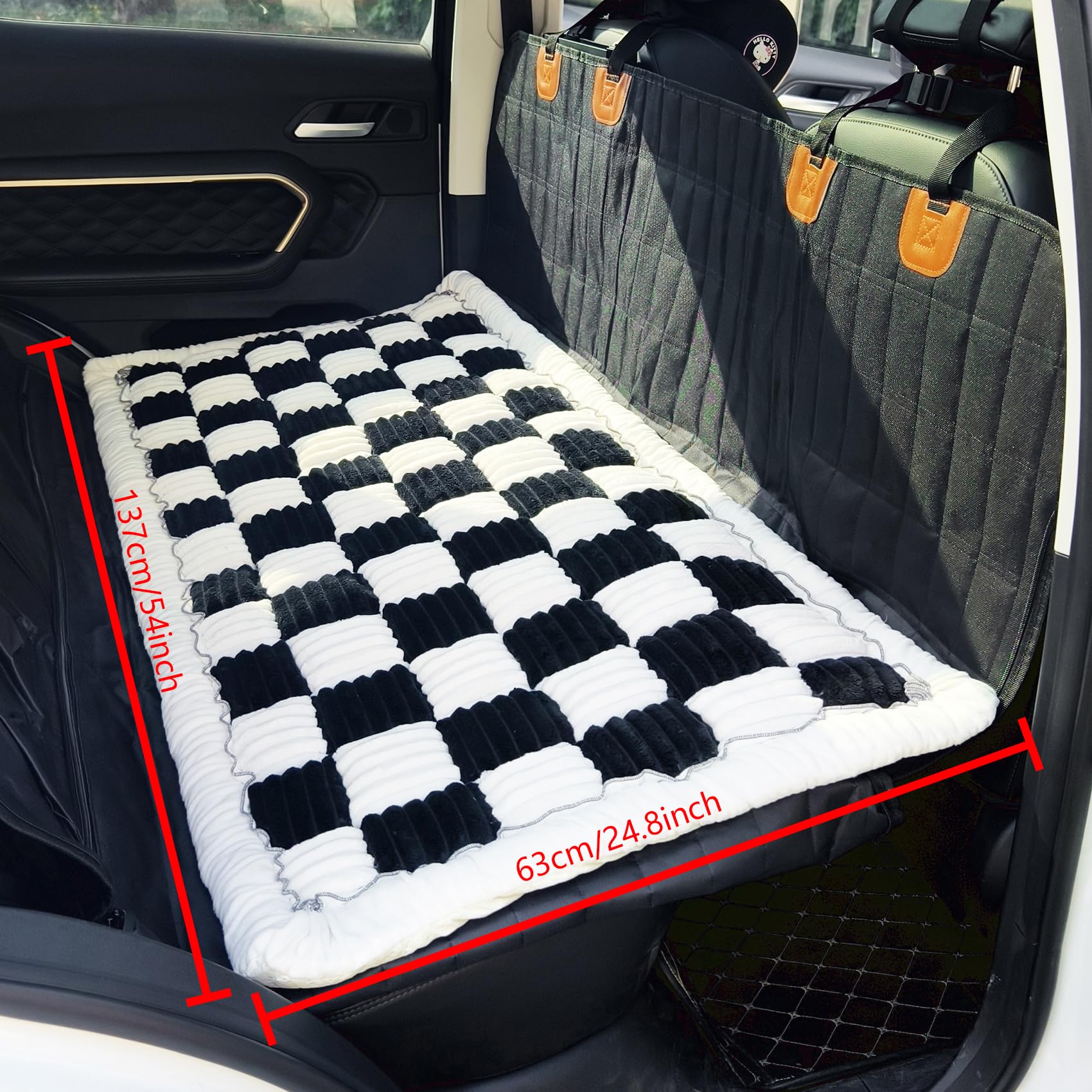 AEEISHOMEREFORM deluxe plaid dog seat cover provides cozy comfort on road trips.