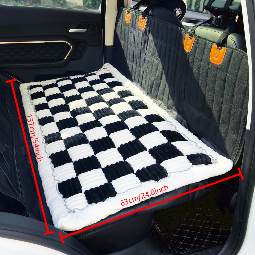 AEEISHOMEREFORM deluxe plaid dog seat cover provides cozy comfort on road trips.