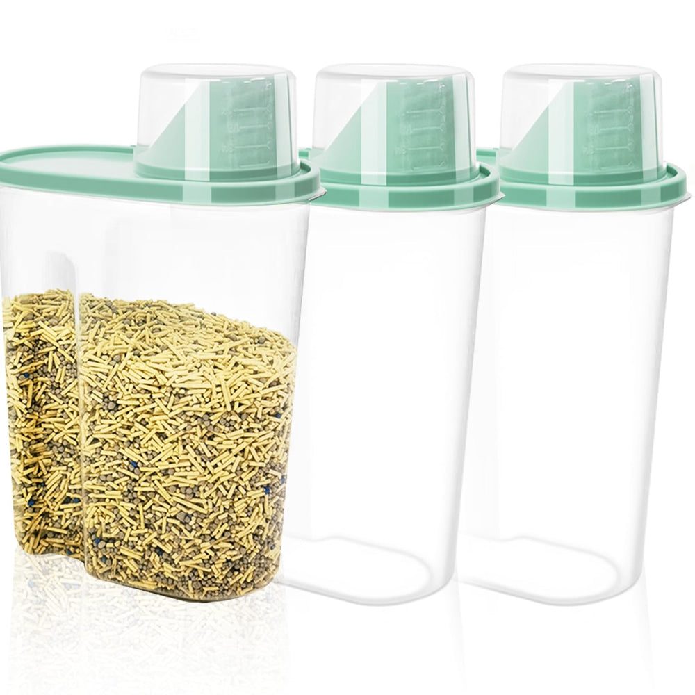 AEROiVi 3-piece cat litter storage set with mess-free pour and secure grip