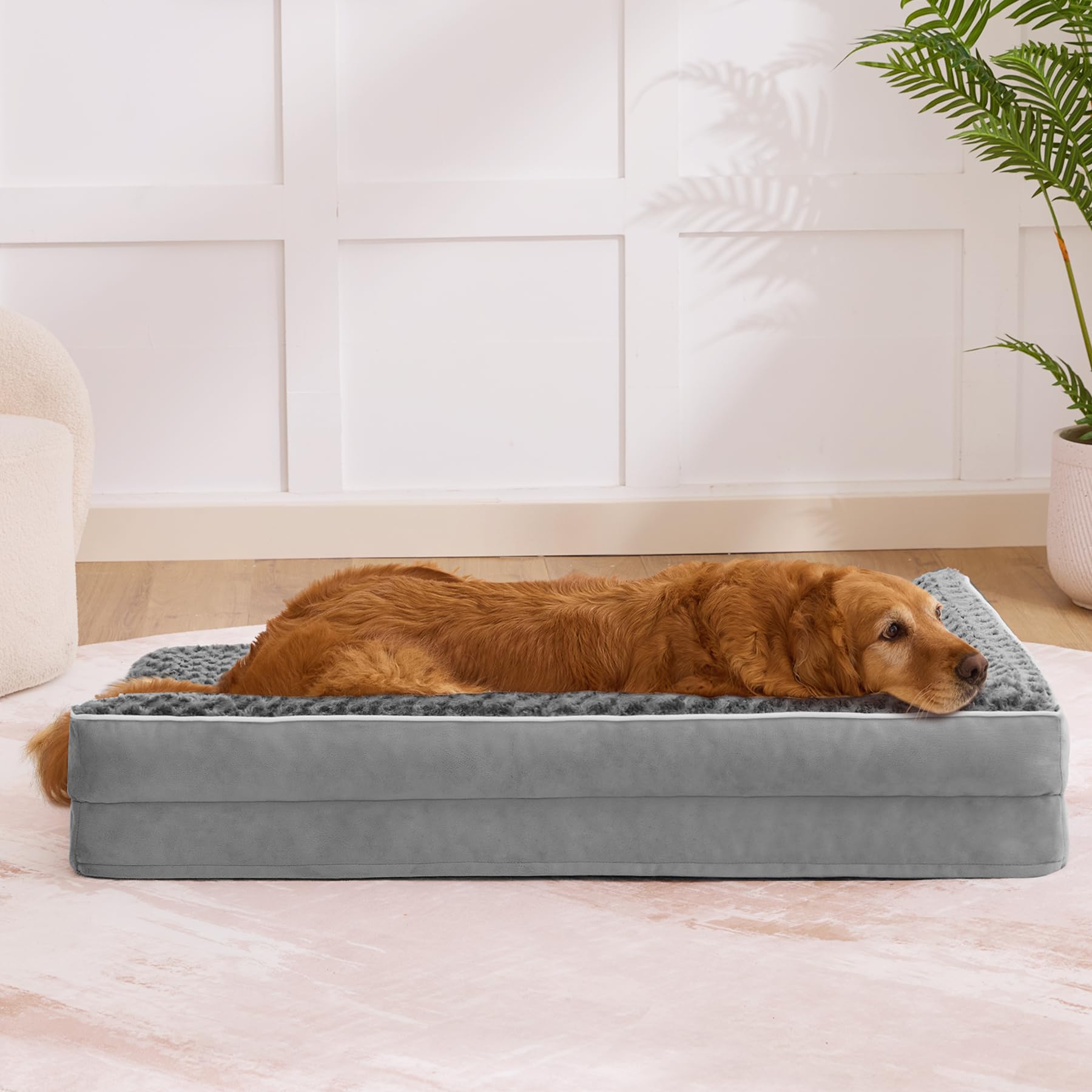 Aeroluxe bed placed near a crate for versatile placement options.