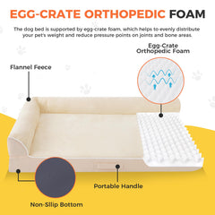Aeroluxe dog bed featuring an L-shaped bolster for neck and head support during naps.
