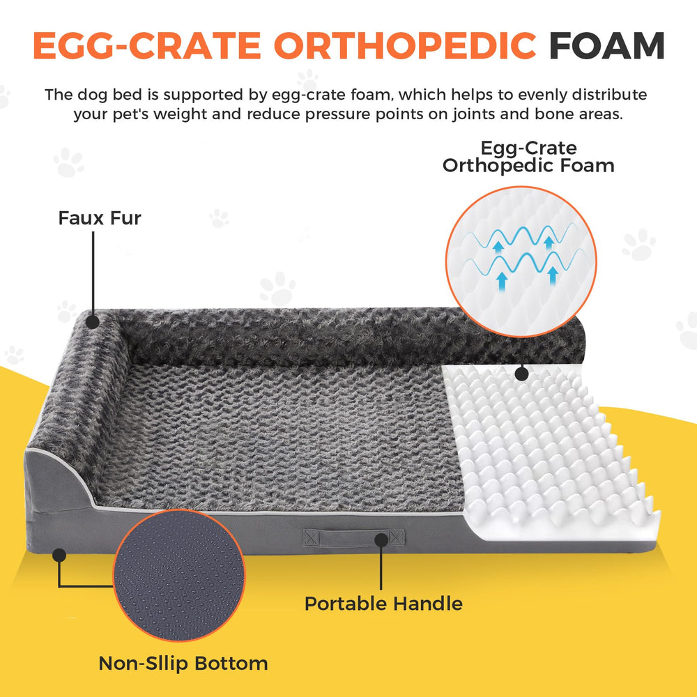 Aeroluxe dog bed with L-shaped bolster providing neck and head support