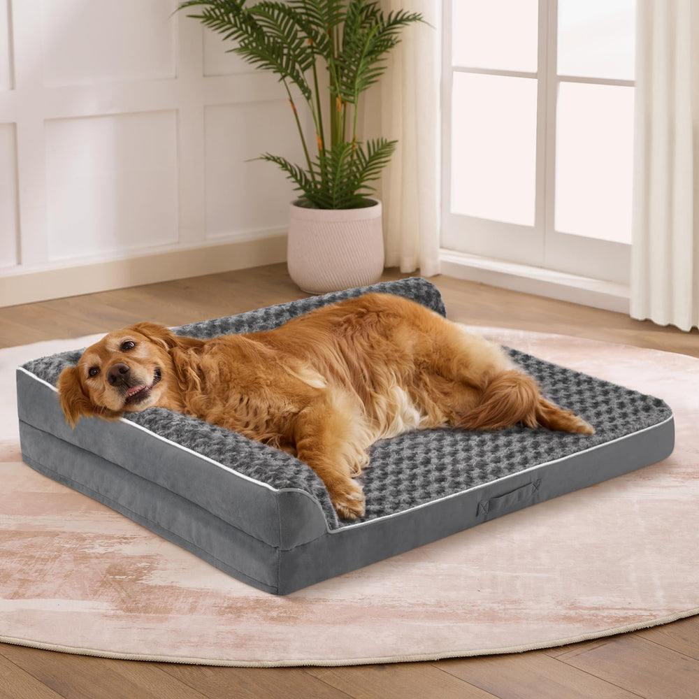 Aeroluxe dog bed with orthopedic egg-crate foam offers joint-friendly support for dogs.
