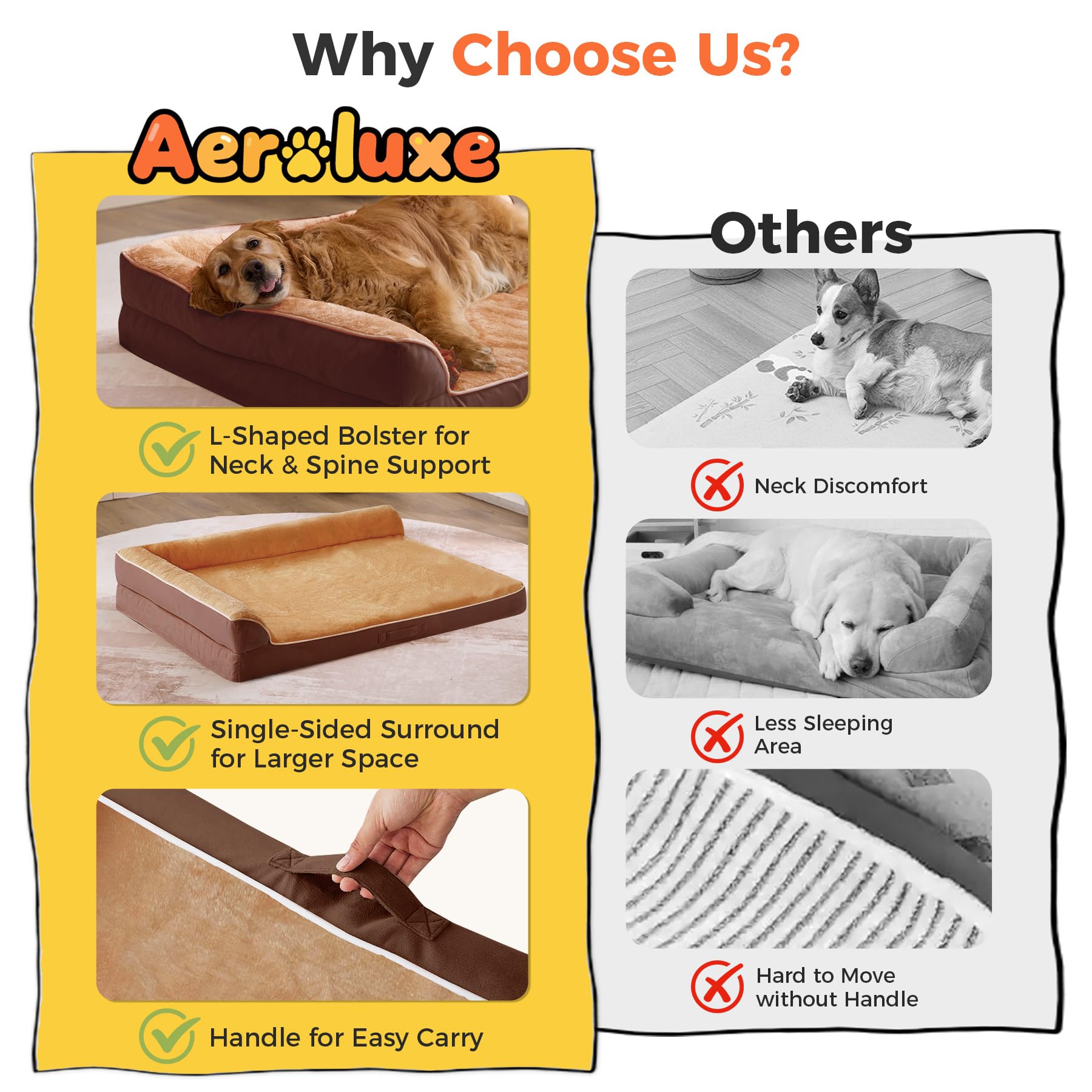 Aeroluxe dog bed XXL waterproof inner liner protects foam from spills.