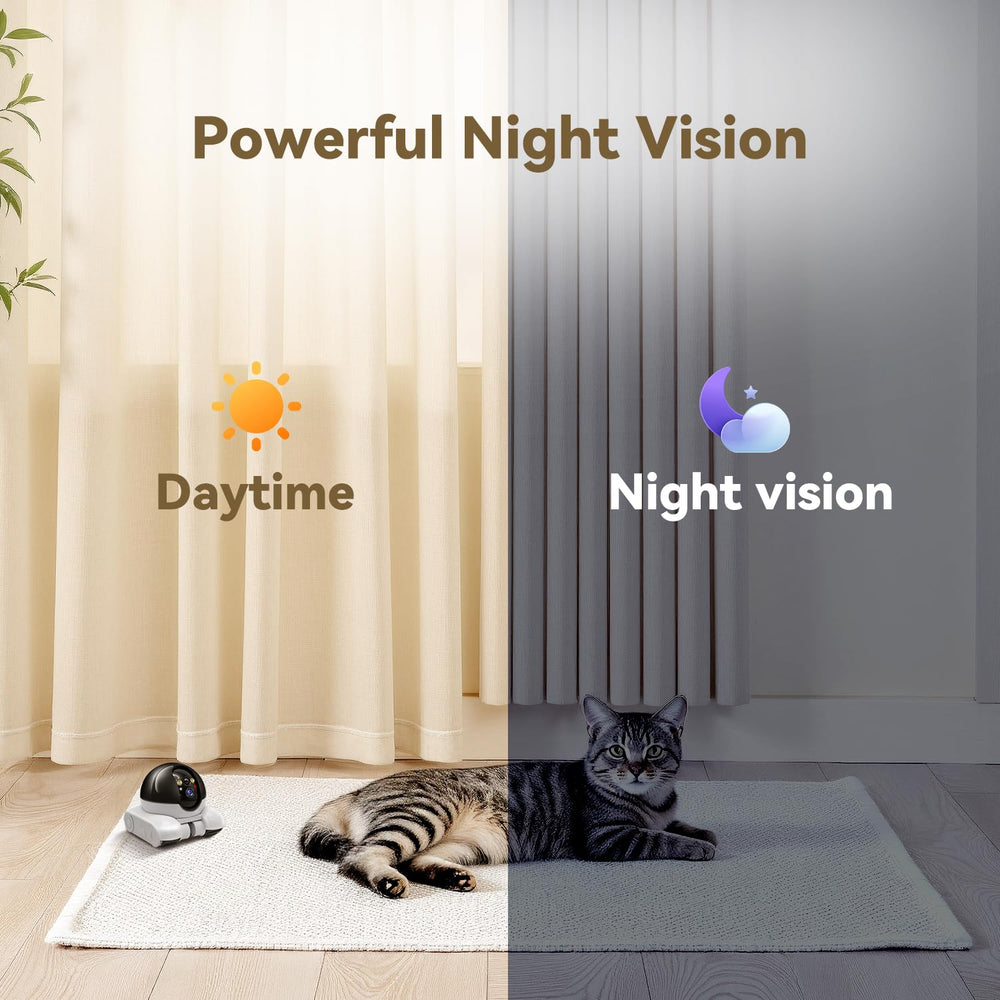 AEZ Robot Camera storage options show cloud or SD card for footage retention.