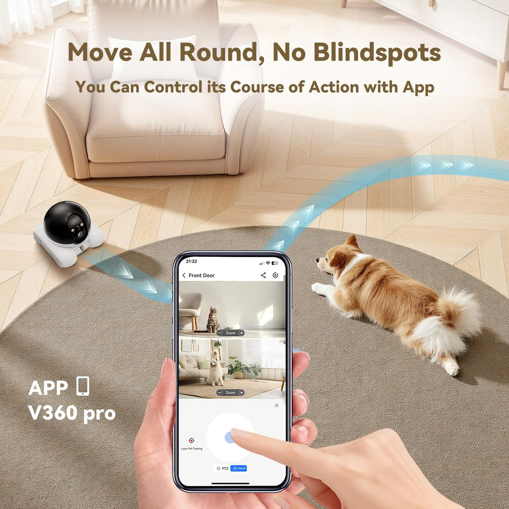 AEZ Robot Camera two-way talk enables real-time conversations with family and pets.