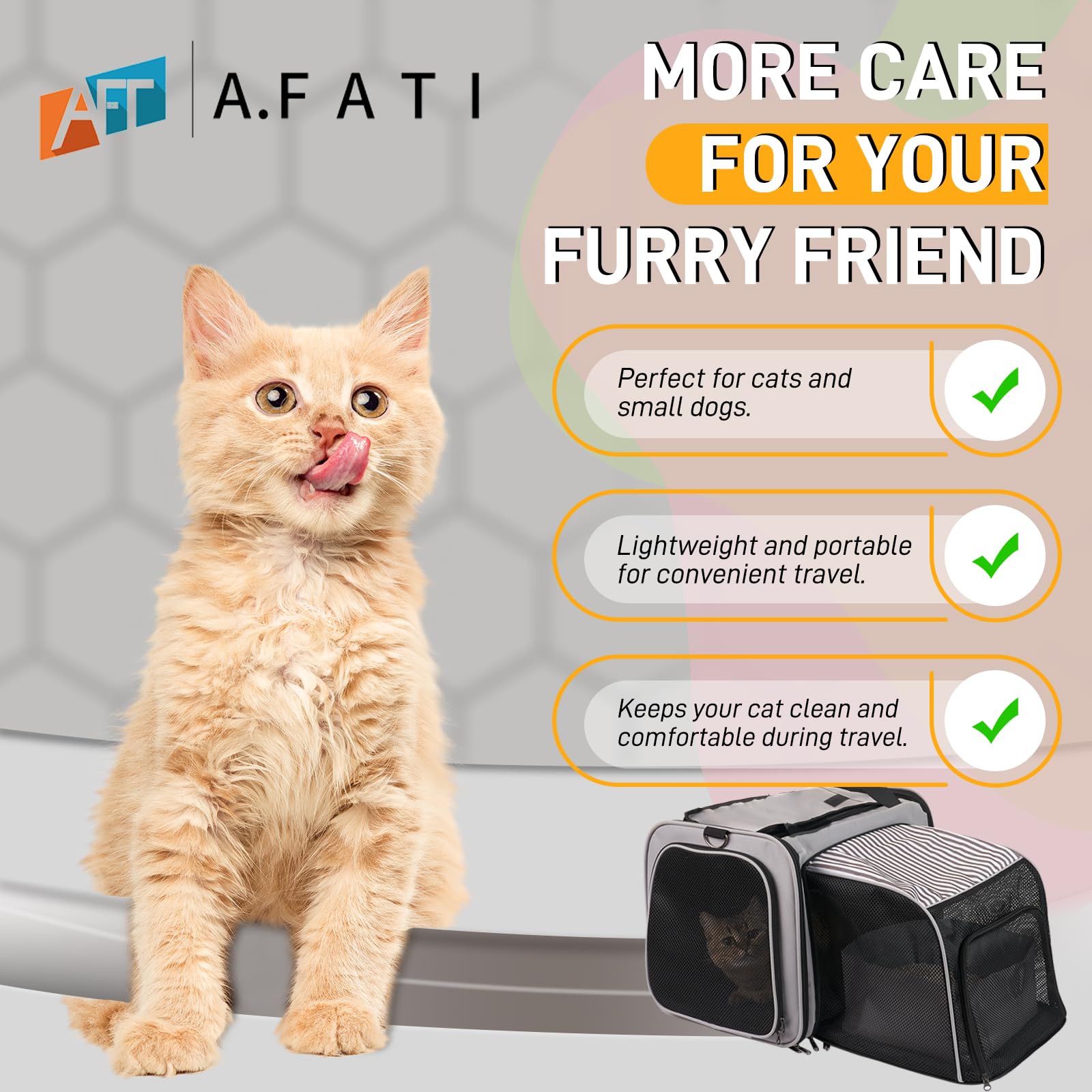 A.FATI cat carrier collapsible litter pan simplifies cleanup during trips