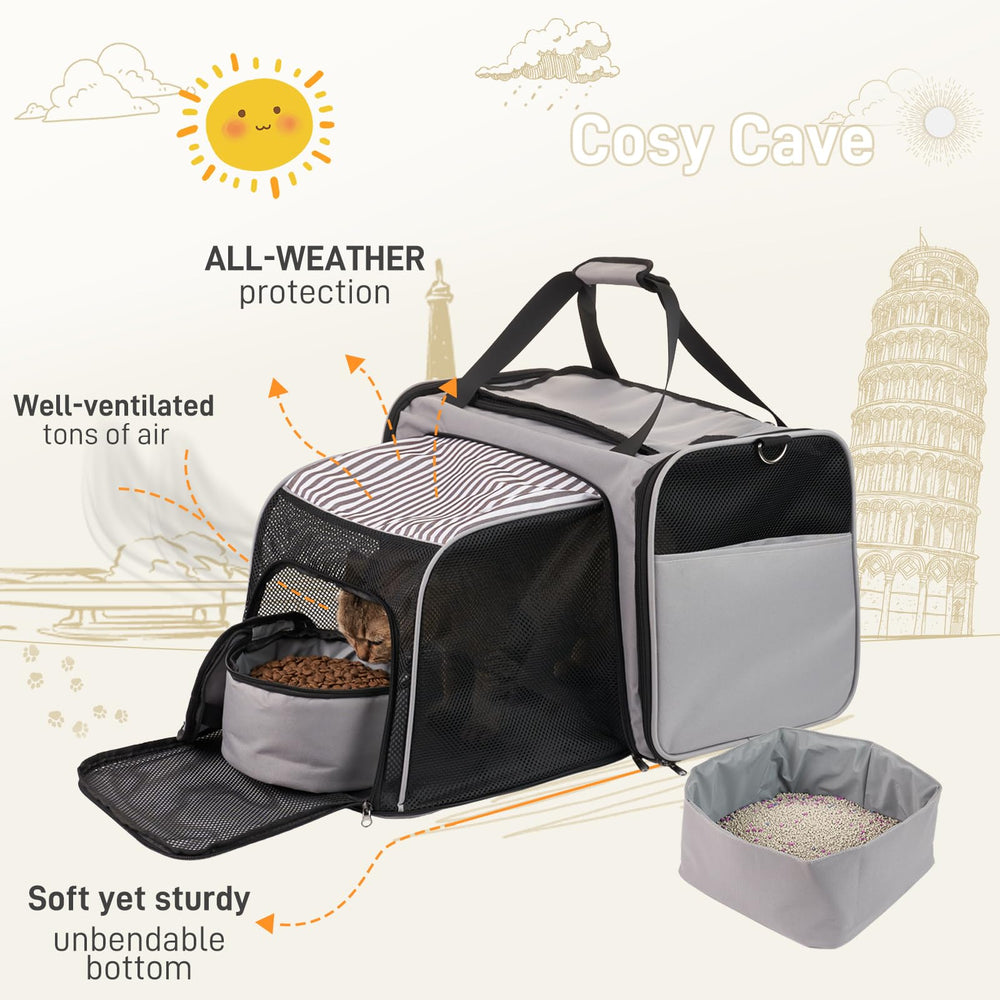 A.FATI cat carrier locking zippers enhance safety during car and hotel trips