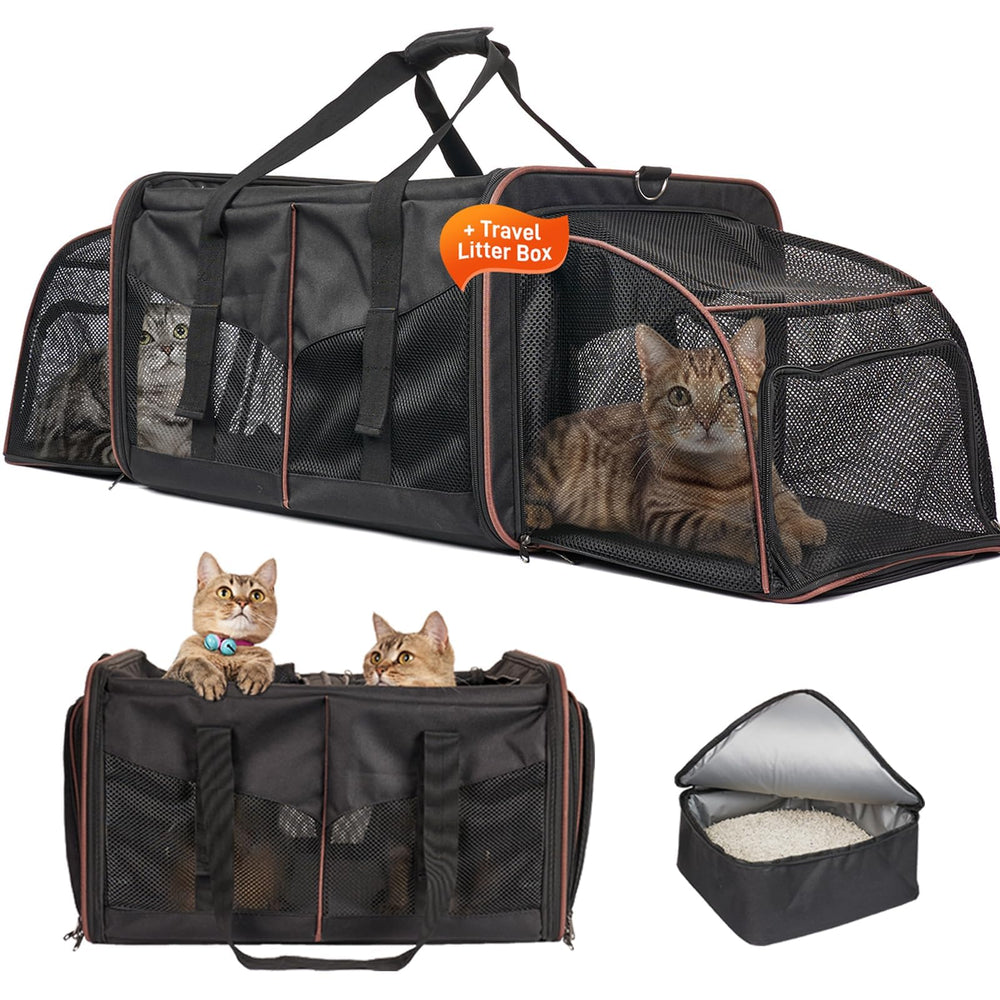 A.FATI cat travel carrier litter box setup keeps travel tidy and odor-controlled