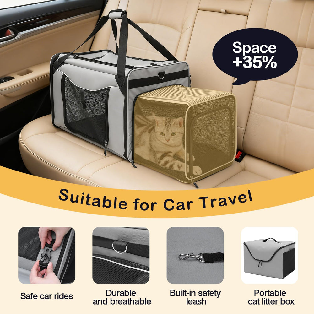 A.FATI collapsible litter pan included for convenient on-the-go pet care.