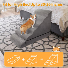 A.FATI dog bed one-step configuration provides a compact resting spot near furniture