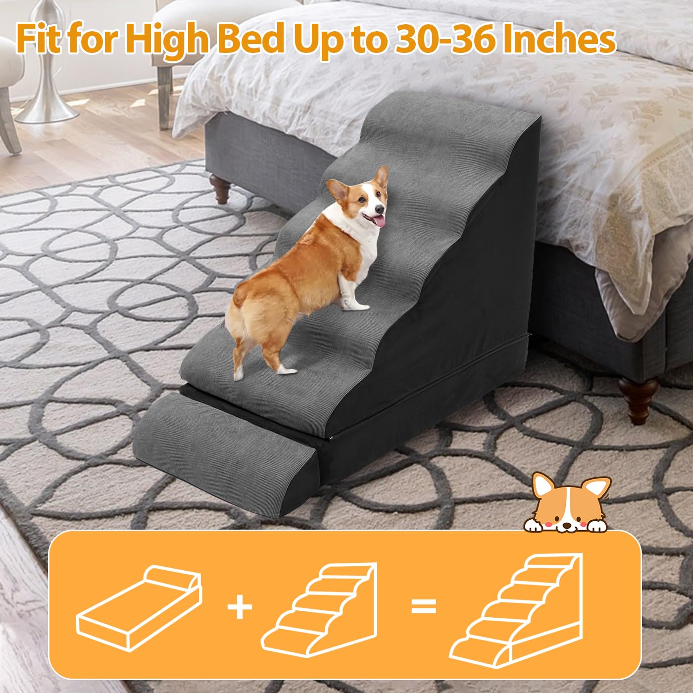 A.FATI dog stairs deliver 30-inch height access for tall beds and sofas