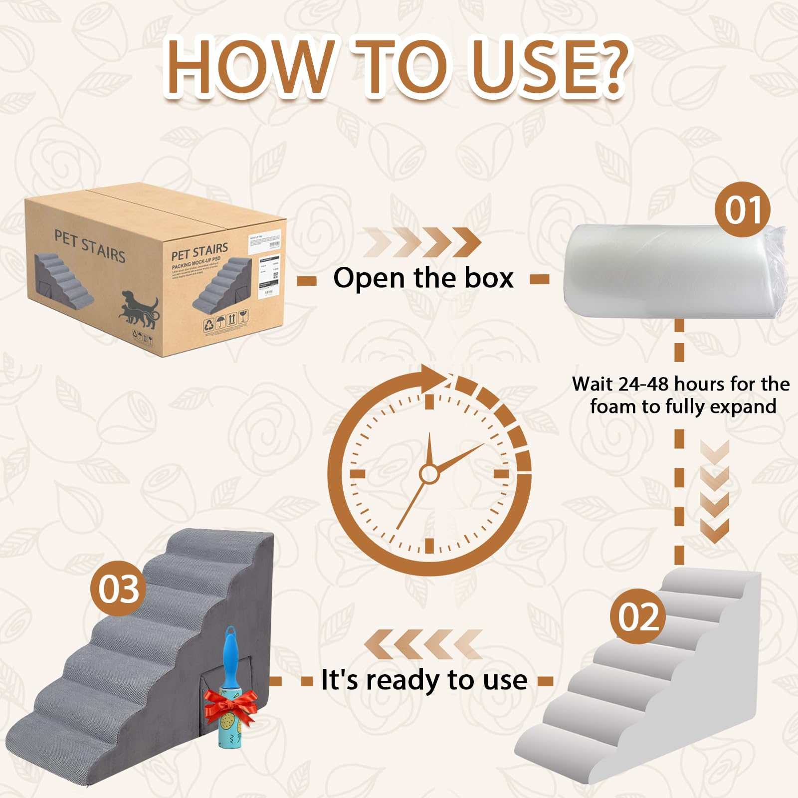 A.FATI dog stairs-bedside-use enables quick bed access
