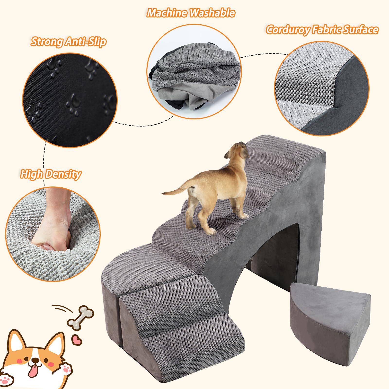 A.FATI dog stairs left-side attachment saves space and reduces trips