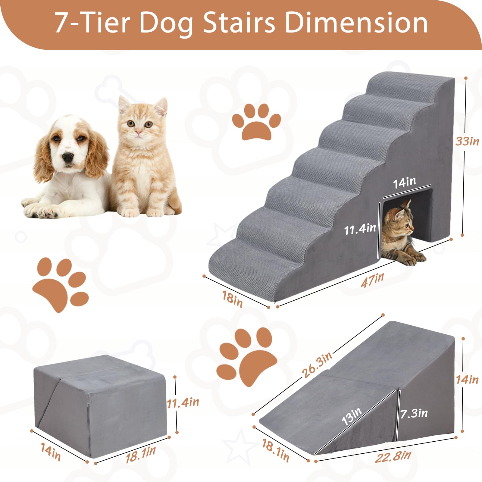 A.FATI dog stairs-washable-cover for easy cleaning after adventures