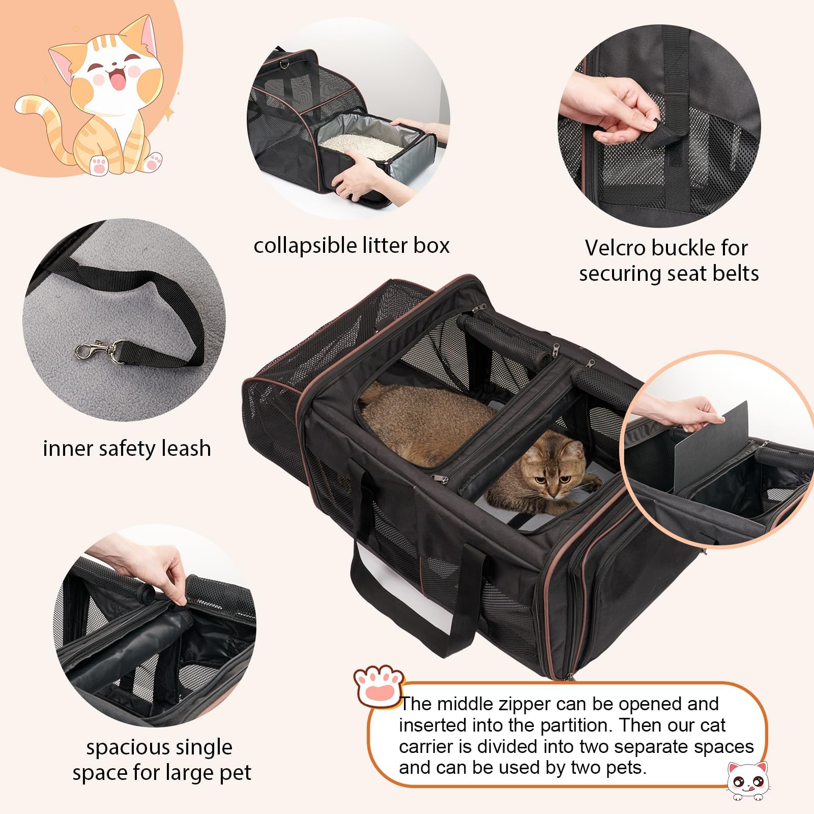 A.FATI expandable sides turn the carrier into a cozy pet house