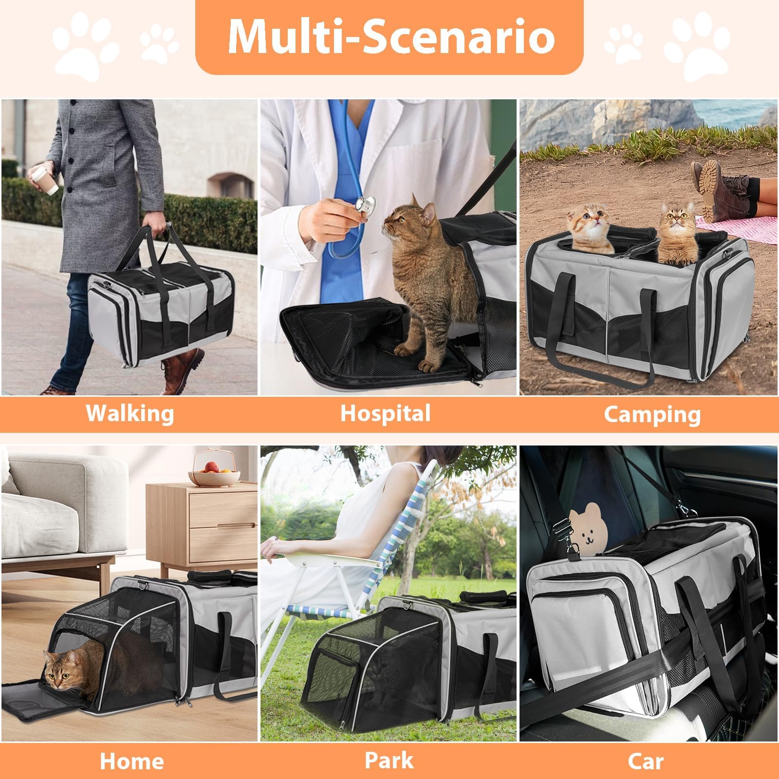 A.FATI foldable litter boxes included for easy travel setup.