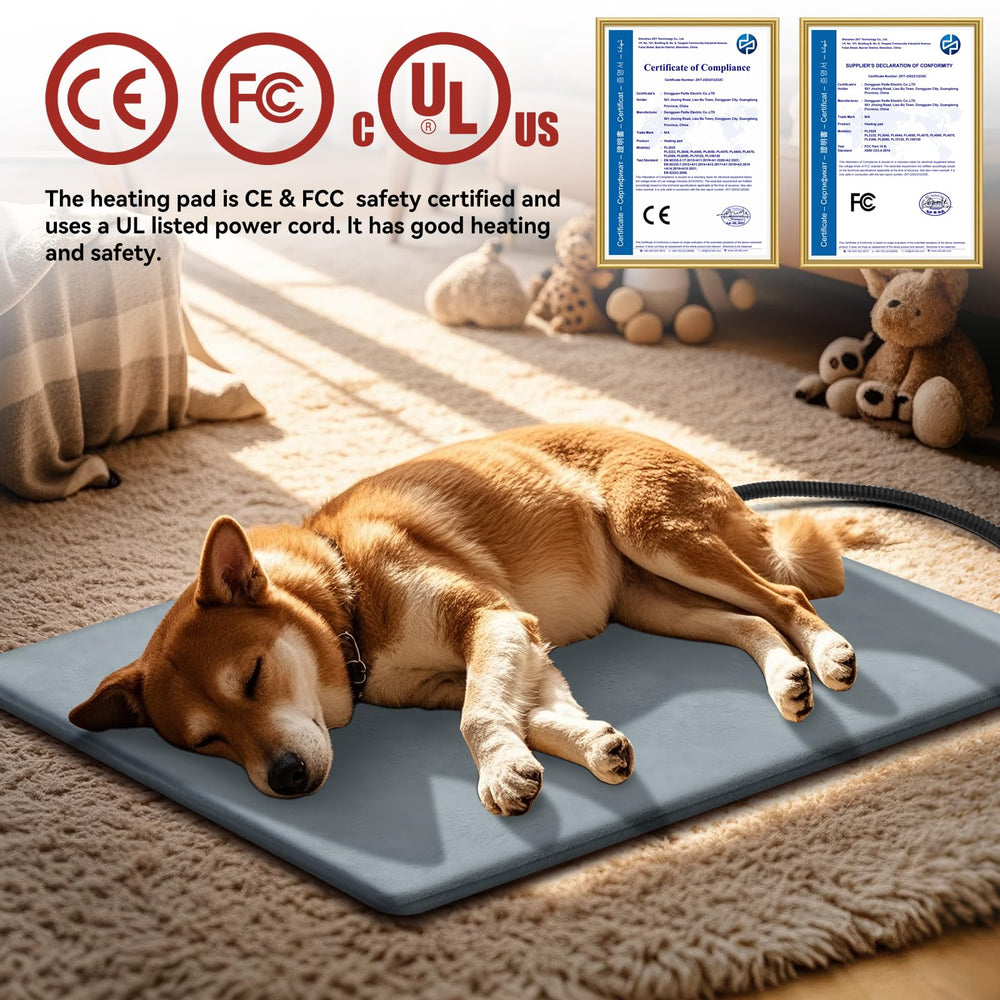 AFDUV pet heating pad in sheltered outdoor setup with pets resting comfortably