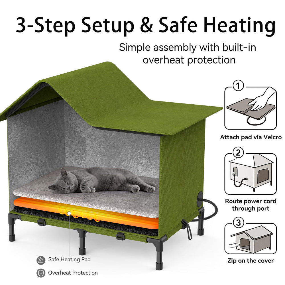 AFEIOFT heated cat house safe heating pad provides gentle warmth safely