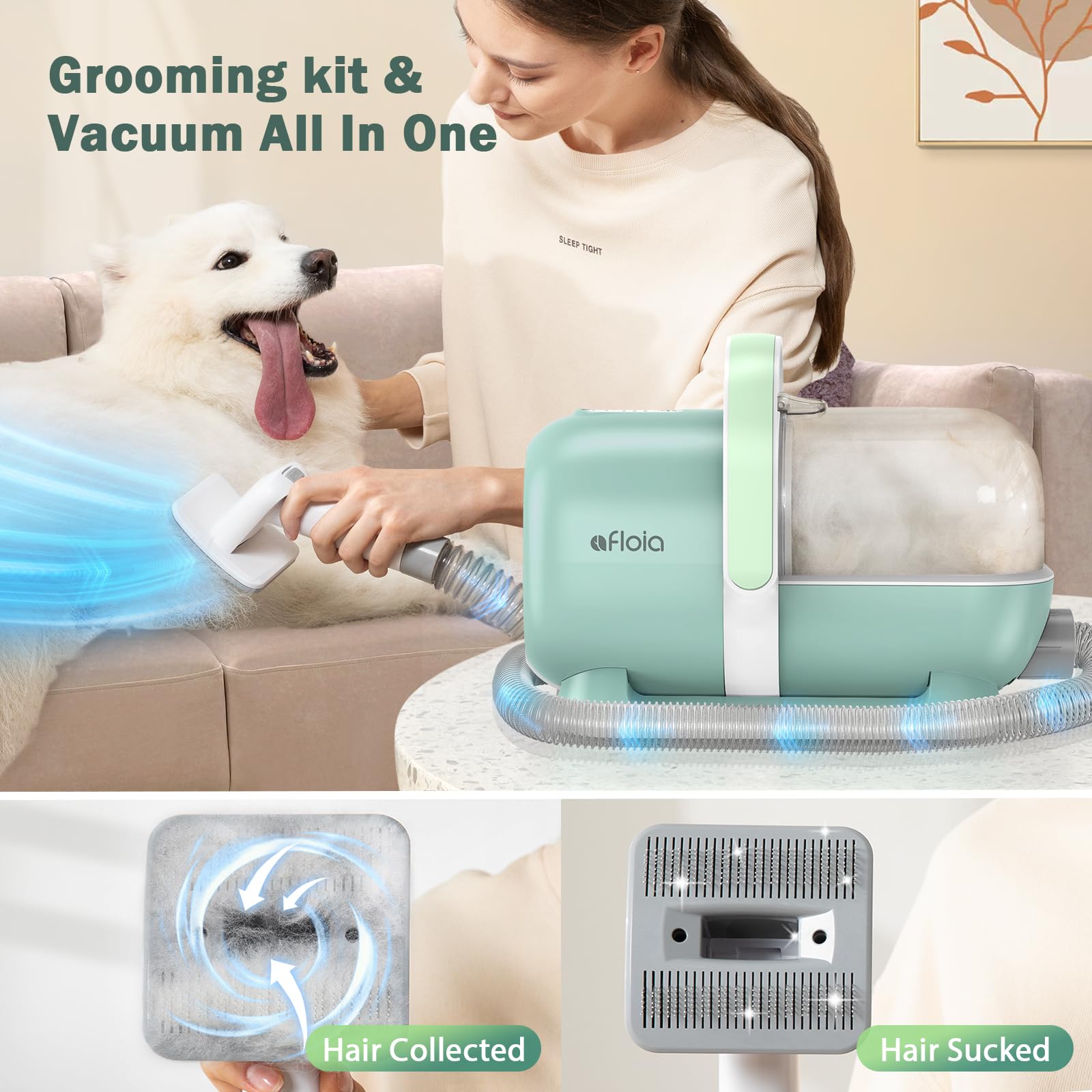 Afloia low-noise grooming operation highlights pet-friendly, calm trimming.