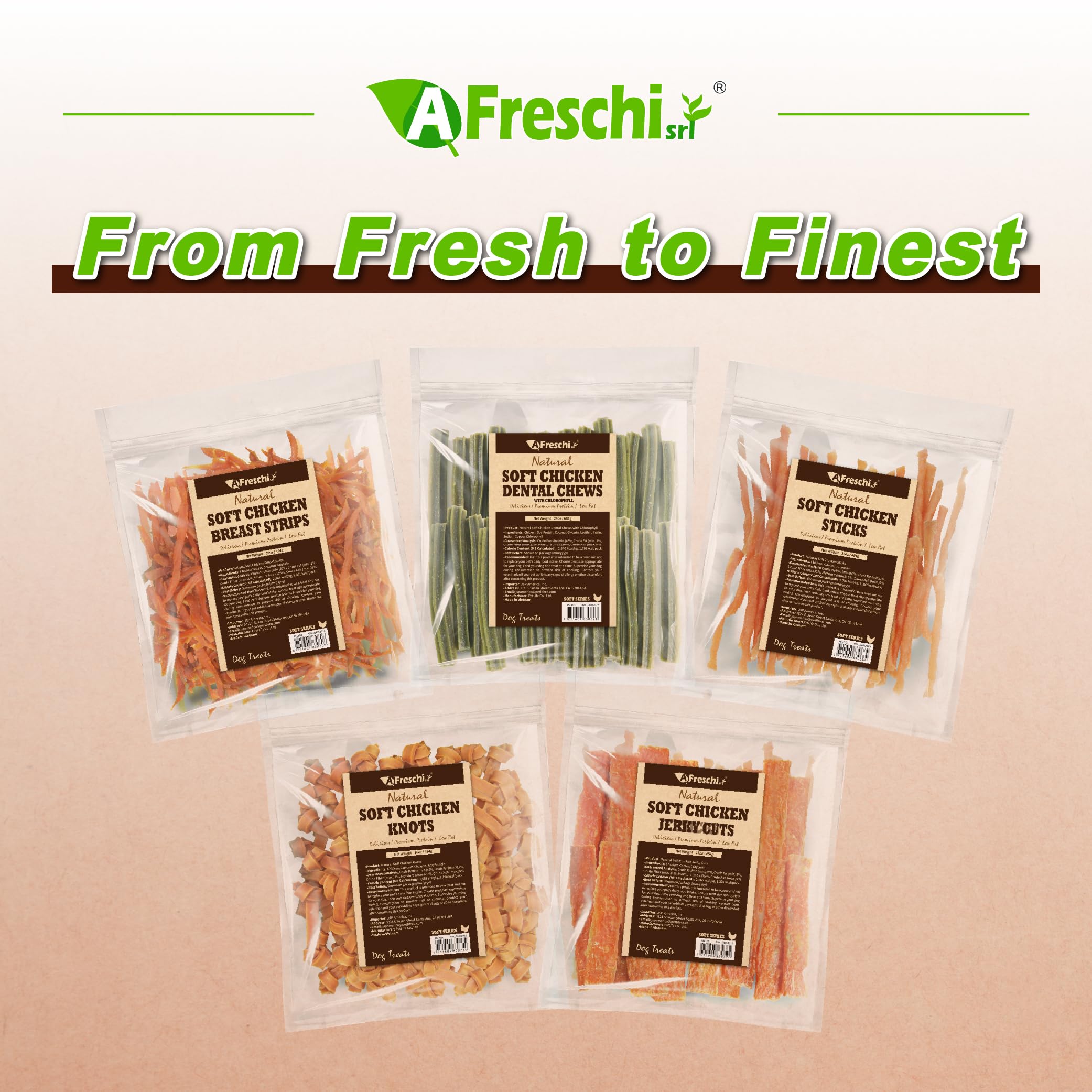 Afreschi Soft Chicken Dog Treats 16oz pack ready for daily snacking