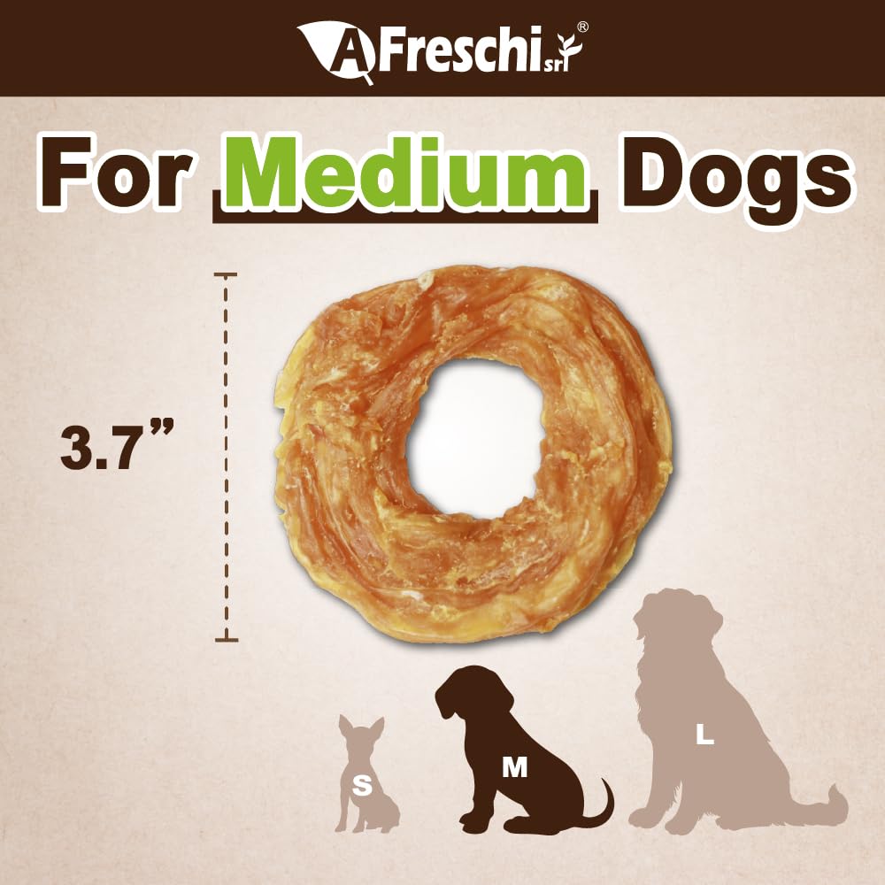AFreschi turkey tendons for dogs textured chew close-up showcasing meaty flavor.