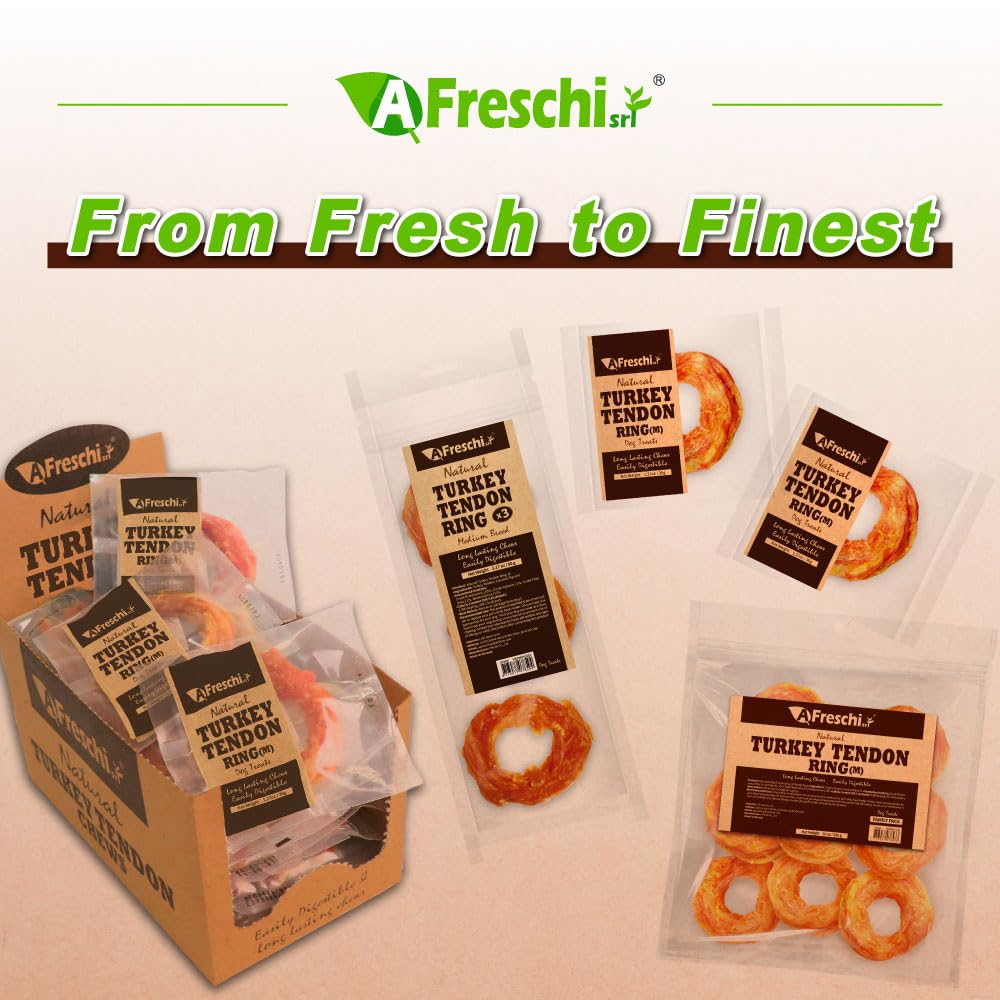 AFreschi turkey tendons for dogs usa-sourced natural treat countertop image.