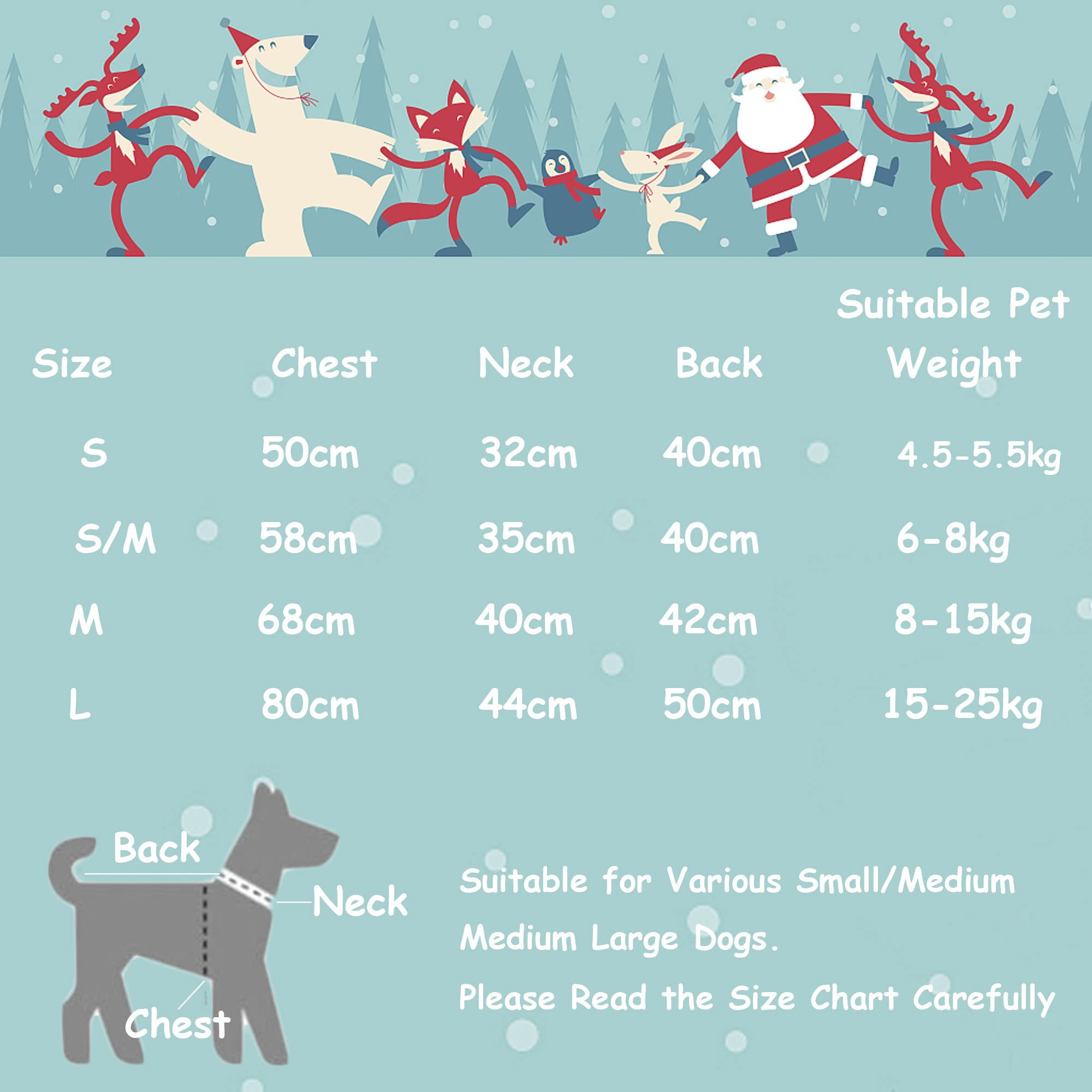 AFYHH dog Christmas sweater back pattern with reindeer and snowflakes for festive appeal.
